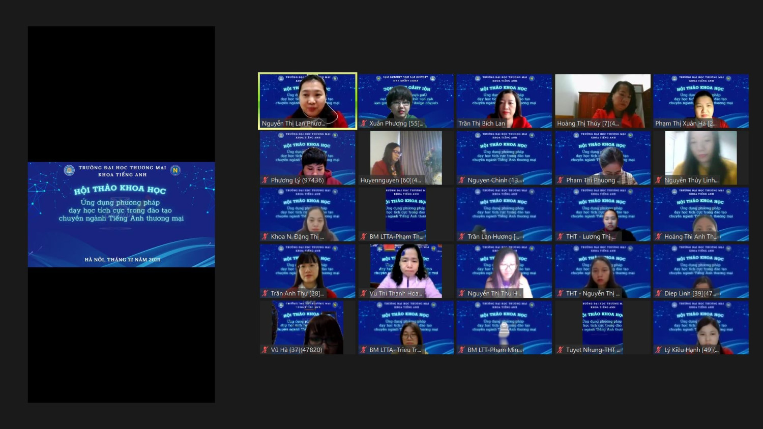 Hội thảo Khoa học Khoa tiếng Anh, Học kì 1 Năm học 2021-2022