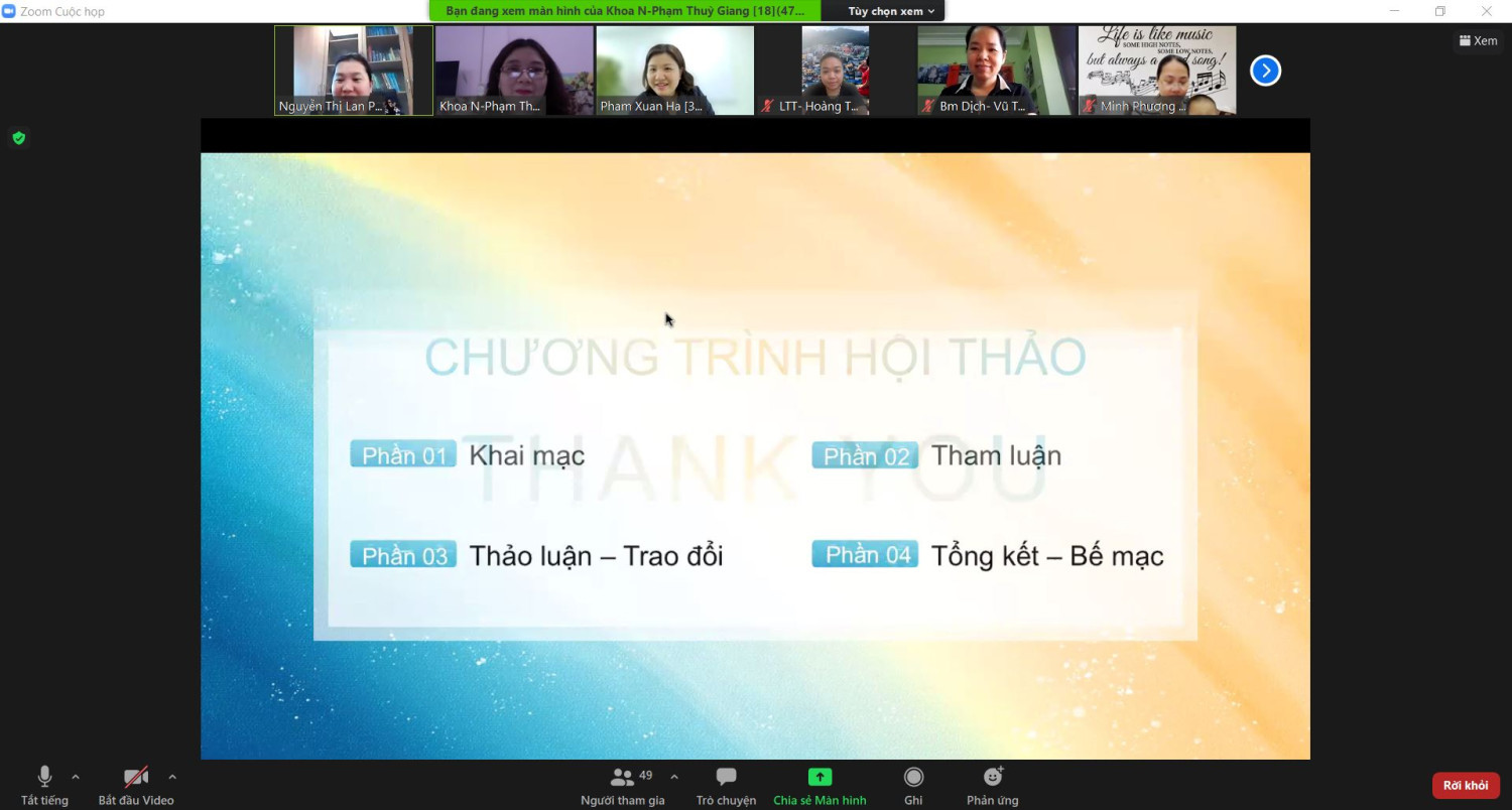 Hội thảo khoa học Khoa Tiếng Anh, học kì II năm học 2021-2022