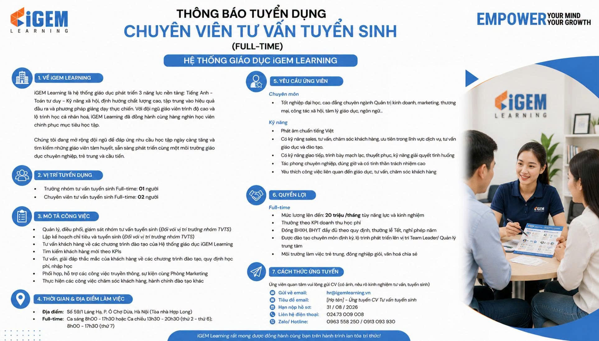 THÔNG TIN TUYỂN DỤNG iGEM LEARNING